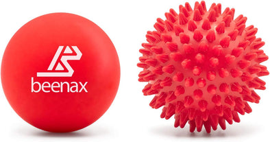 Beenax red lacrosse and spiky massage ball, main image.