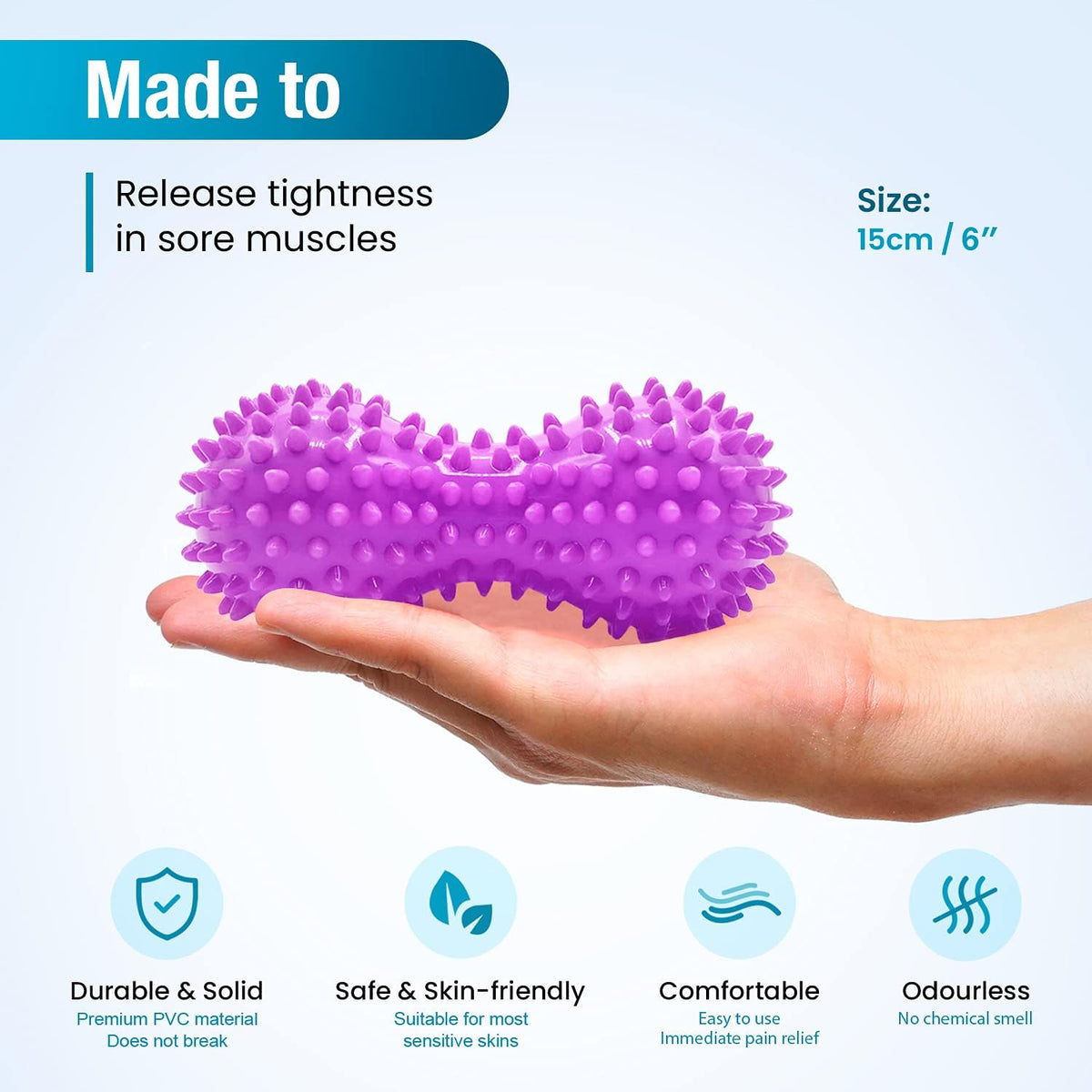Durable Highquality Hard Spiky Massage Ball Purple Roller Set Beenax