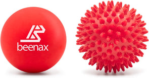 Beenax red lacrosse and spiky massage ball, main image.