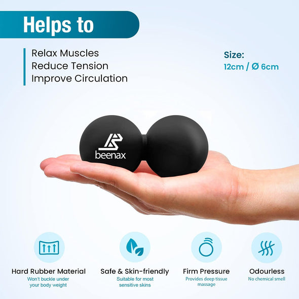 Peanut Massage Ball, Double Lacrosse Ball - Black