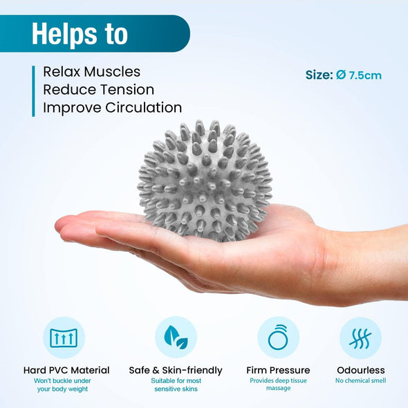 Lacrosse & Hard Spiky Massage Ball Set - Grey