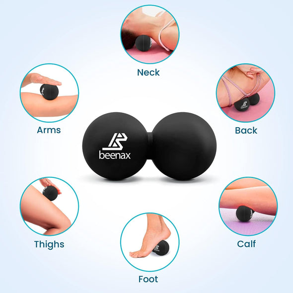 Peanut Massage Ball, Double Lacrosse Ball - Black