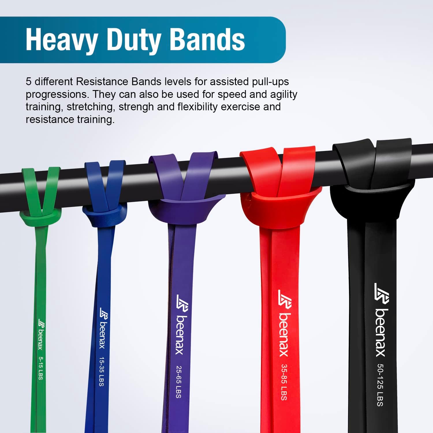 Assisted Pull Up Bands Set of 5 Beenax