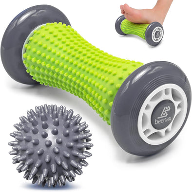Foot Massage Roller and Hard Spiky Ball Set - Grey