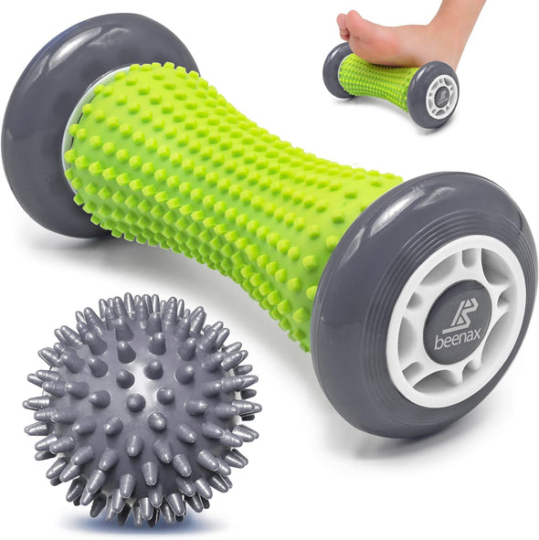Foot Massage Roller and Hard Spiky Ball Set - Grey