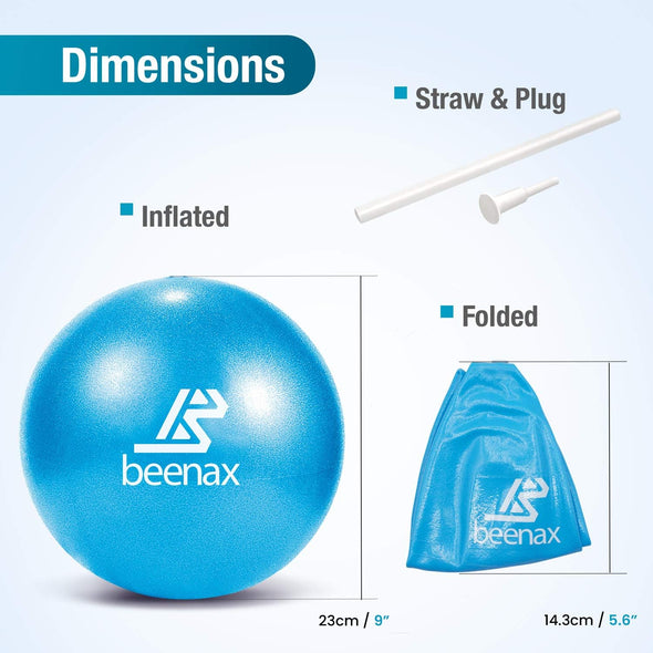 Soft Pilates Ball, 23cm Mini Gym Exercise Ball - Sky Blue