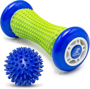 Foot Massage Roller and Hard Spiky Ball Set - Blue