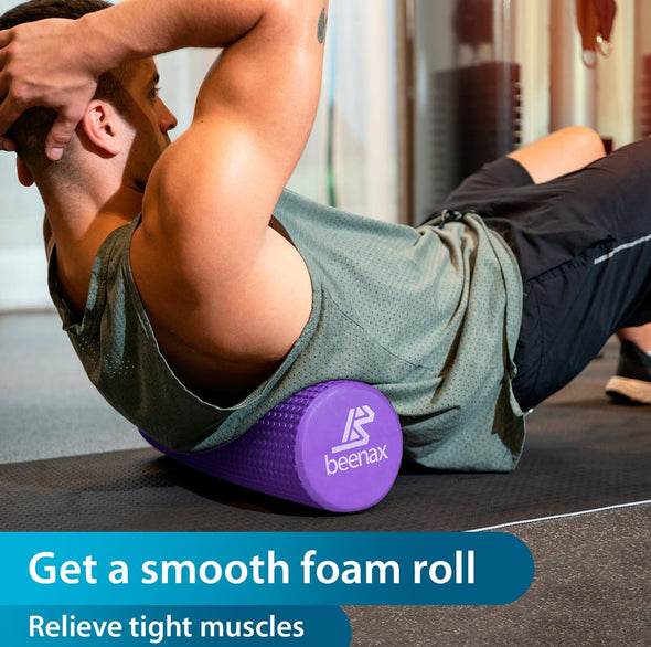 Foam Roller 44cm, Lightweight Muscle Roller - Purple