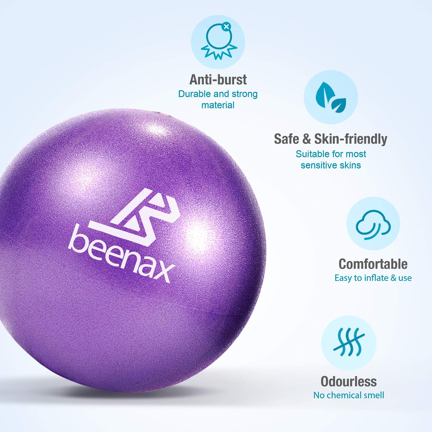 Soft Pilates Ball, 23cm Mini Gym Exercise Ball - Purple – Beenax