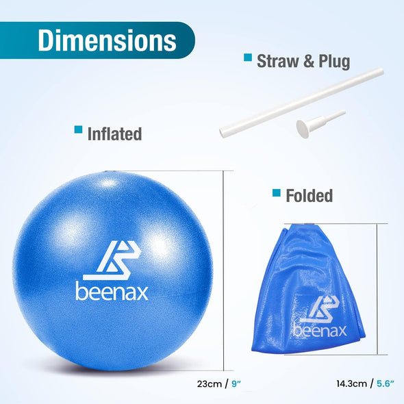 Soft Pilates Ball, 23cm Mini Gym Exercise Ball - Blue