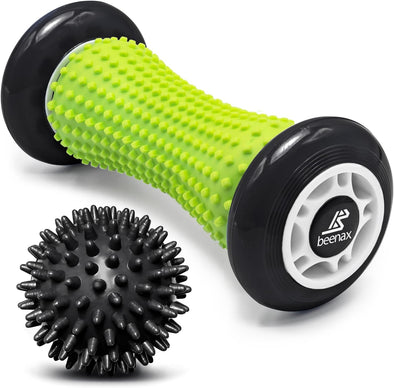 Foot Massage Roller and Hard Spiky Ball Set - Black