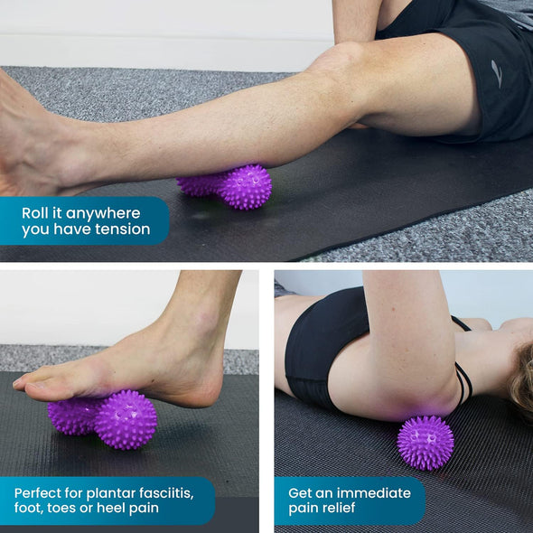 Hard Spiky Massage Ball Roller Set - Purple