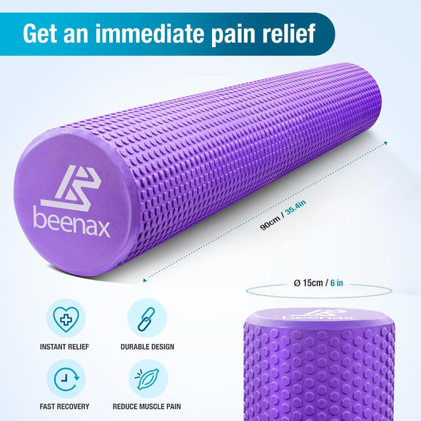 Foam Roller 90cm, Lightweight Muscle Roller - Purple