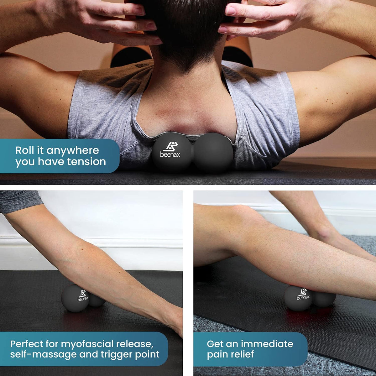 Peanut Massage Ball Black Double Lacrosse Ball For Fitness Beenax