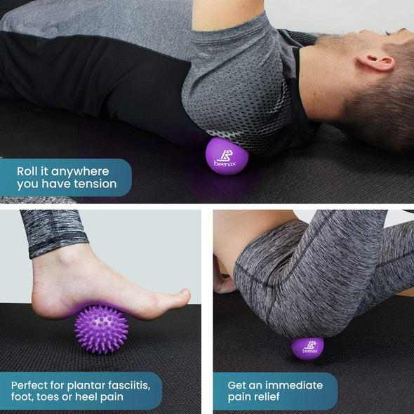 Lacrosse & Hard Spiky Massage Ball Set - Purple