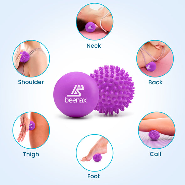 Lacrosse & Hard Spiky Massage Ball Set - Purple