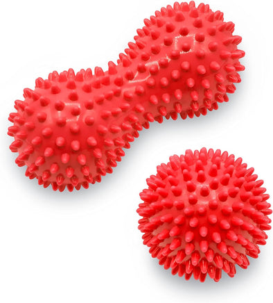 Hard Spiky Massage Ball Roller Set - Red