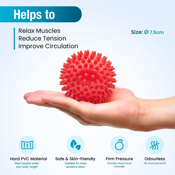 Hard Spiky Massage Ball Roller Set - Red