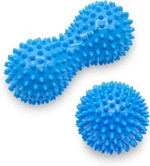 Hard Spiky Massage Ball Roller Set - Blue