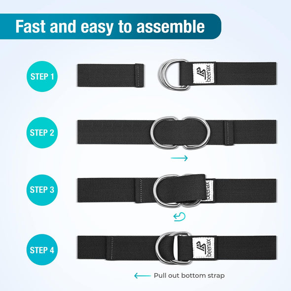 Yoga Strap Belt 1.85M, 2.45M - Black