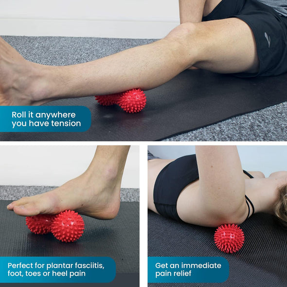 Hard Spiky Massage Ball Roller Set - Red